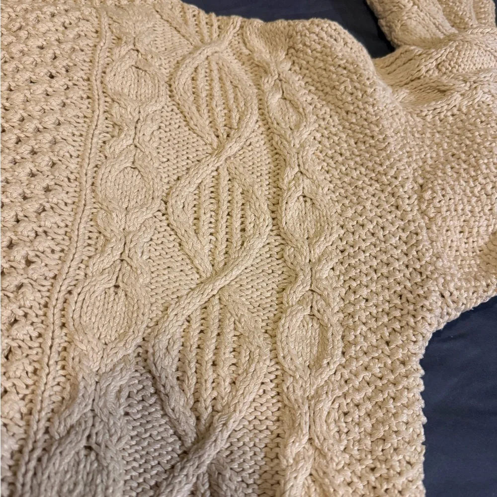 WinterSilks Women's Cable Knit Cream Sweater (2) - Picture 12 of 12